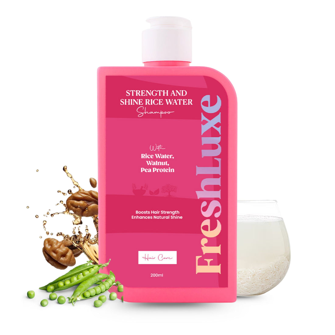 Strength &amp; Shine Rice Water Shampoo with Walnut Oil &amp; Pea Protein | For All Hair Types- 200ml