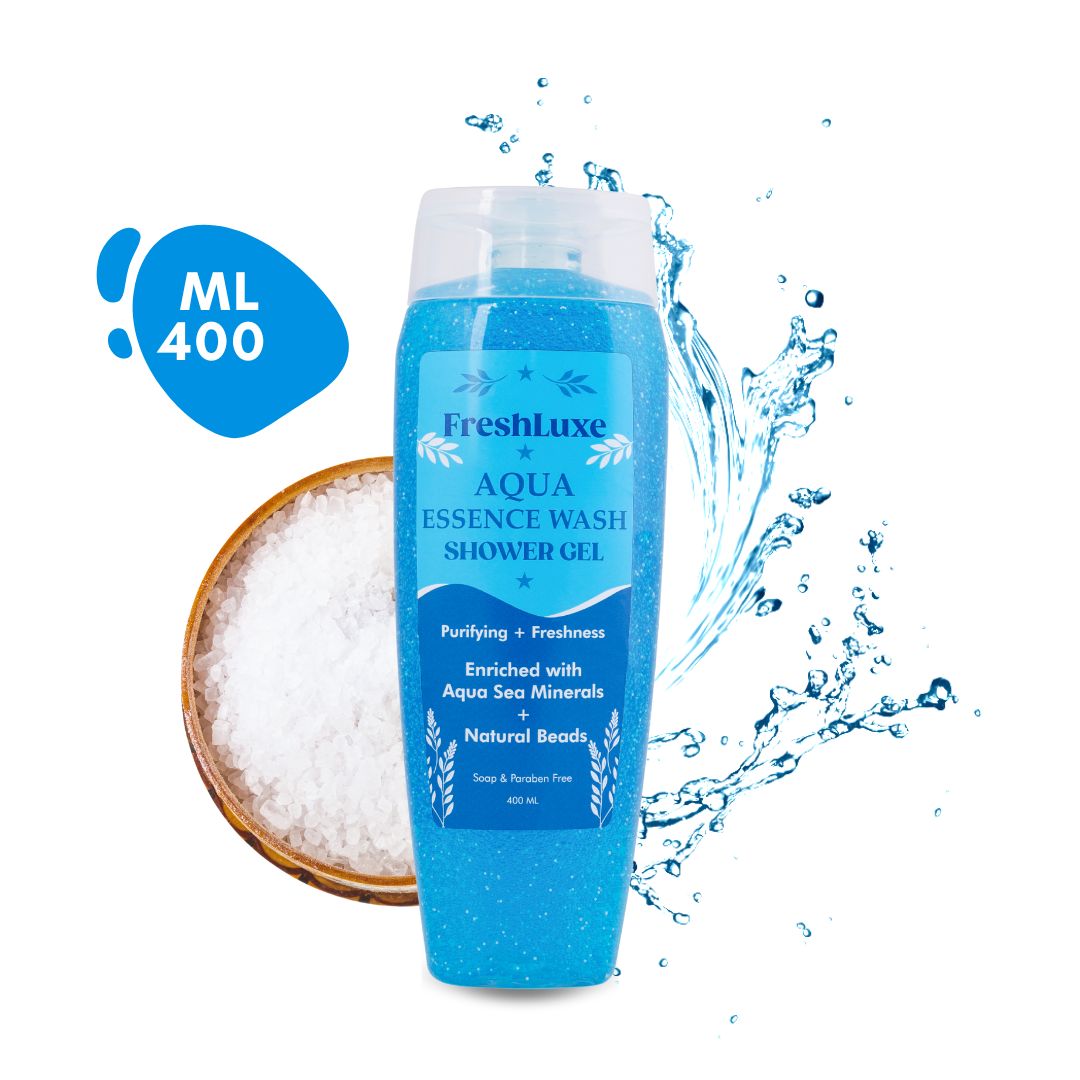 Aqua Essence Bodywash with Sea Salts &amp; Scrub Beads | For Long-Lasting Freshness- 400ml