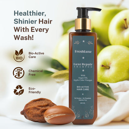 Luxe Repair Shampoo with Moroccan Argan Oil &amp; Apple Cider | For Strength &amp; Repair- 200ml