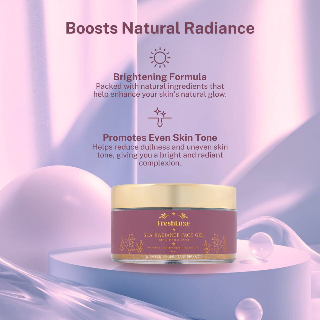 Sea Radiance Face Gel Cream for Hydration &amp; Glow | Almond Oil, Pomegranate Seed Oil &amp; Jojoba Oil- 50g