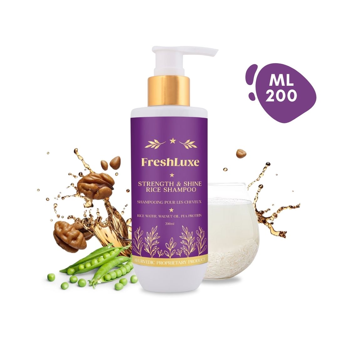 Strength &amp; Shine Rice Water Shampoo with Walnut Oil &amp; Pea Protein | For All Hair Types- 200ml