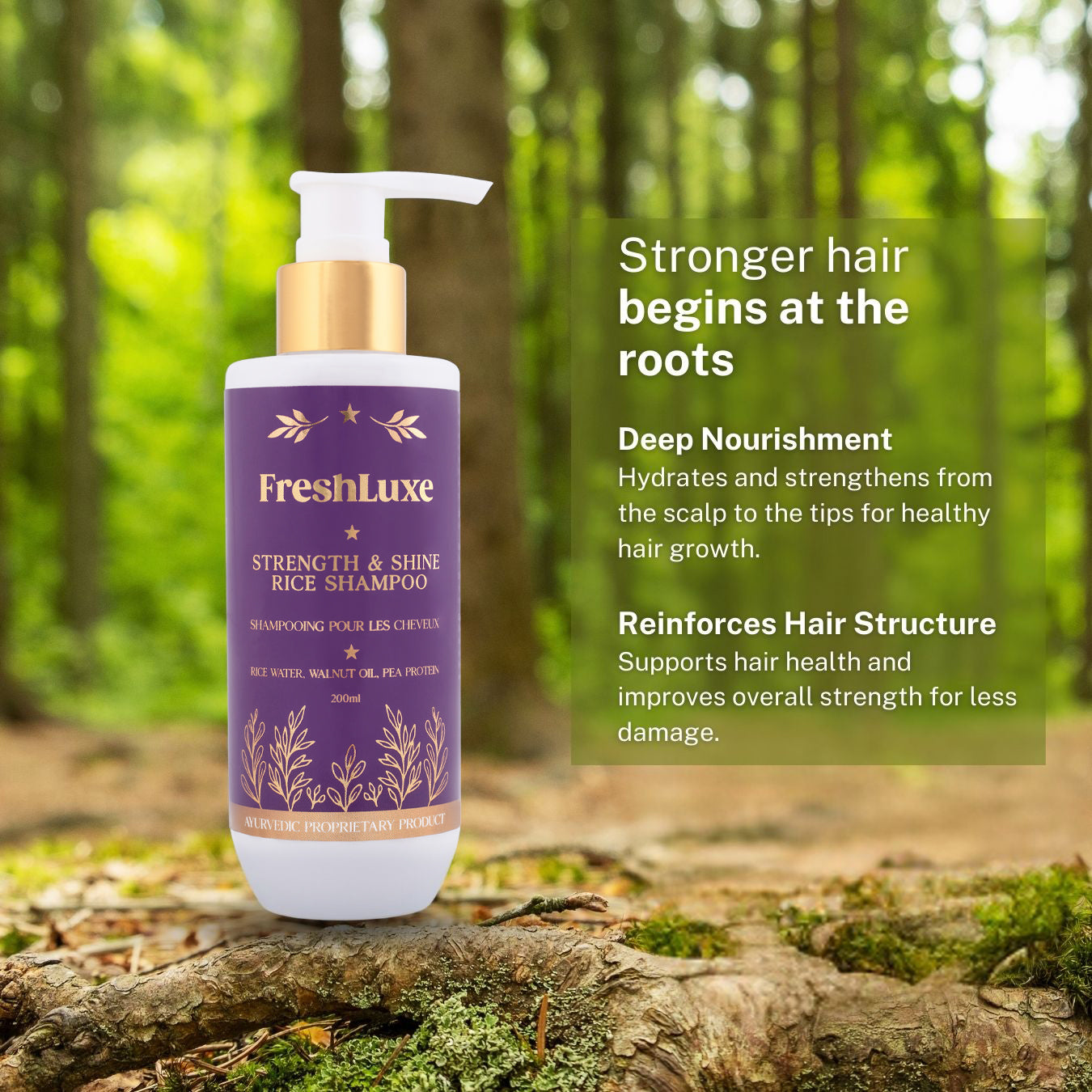 Strength &amp; Shine Rice Water Shampoo with Walnut Oil &amp; Pea Protein | For All Hair Types- 200ml