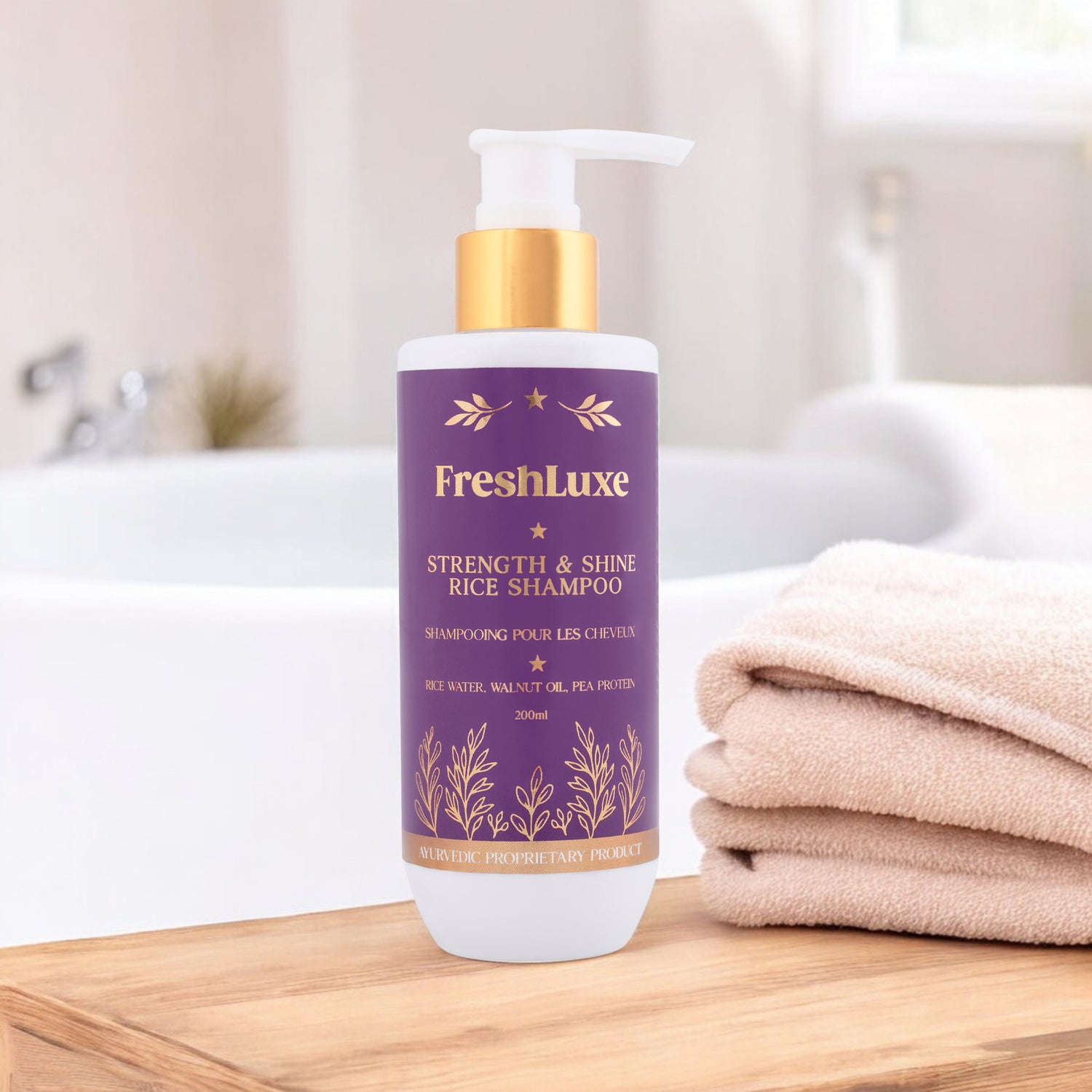 Strength &amp; Shine Rice Water Shampoo with Walnut Oil &amp; Pea Protein | For All Hair Types- 200ml
