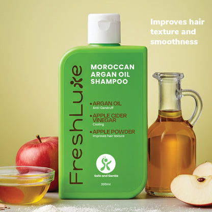 Moroccan Argan &amp; Apple Cider Shampoo |  Deep Moisturization, Smooth &amp; Lustrous Hair 200 ml