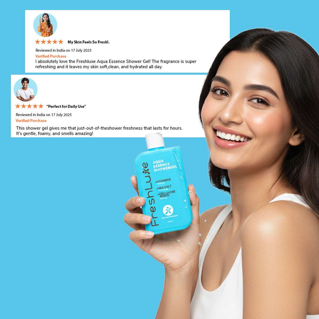FreshLuxe Aqua Essence Shower Gel |  Deep Hydration &amp; All-Day Freshness | 200 ml | 400 ml
