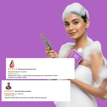 FreshLuxe Onion &amp; Rosemary Growth Boost Shampoo for Strong, Shiny Hair | 200 ml