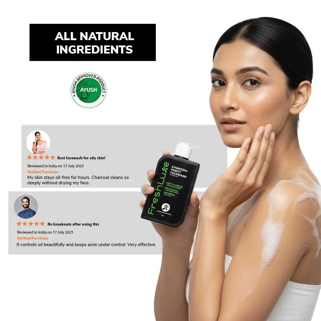 Charcoal Purity Facewash |  Deep Cleansing &amp; Detoxifying with Bamboo Charcoal and Witch Hazel | 100 ml