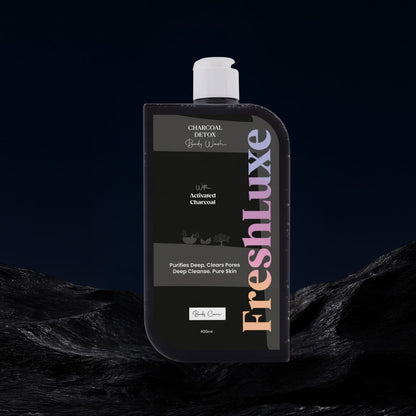 FreshLuxe Activated Charcoal Body Wash | Deep Cleansing &amp; Acne Control with Aloe Vera | Detox Shower Gel