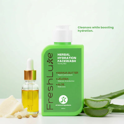 Herbal Hydration Facewash | Deeply Moisturizing & Soothing Cleanser with Aloe and Jojoba Oil | 100 ml