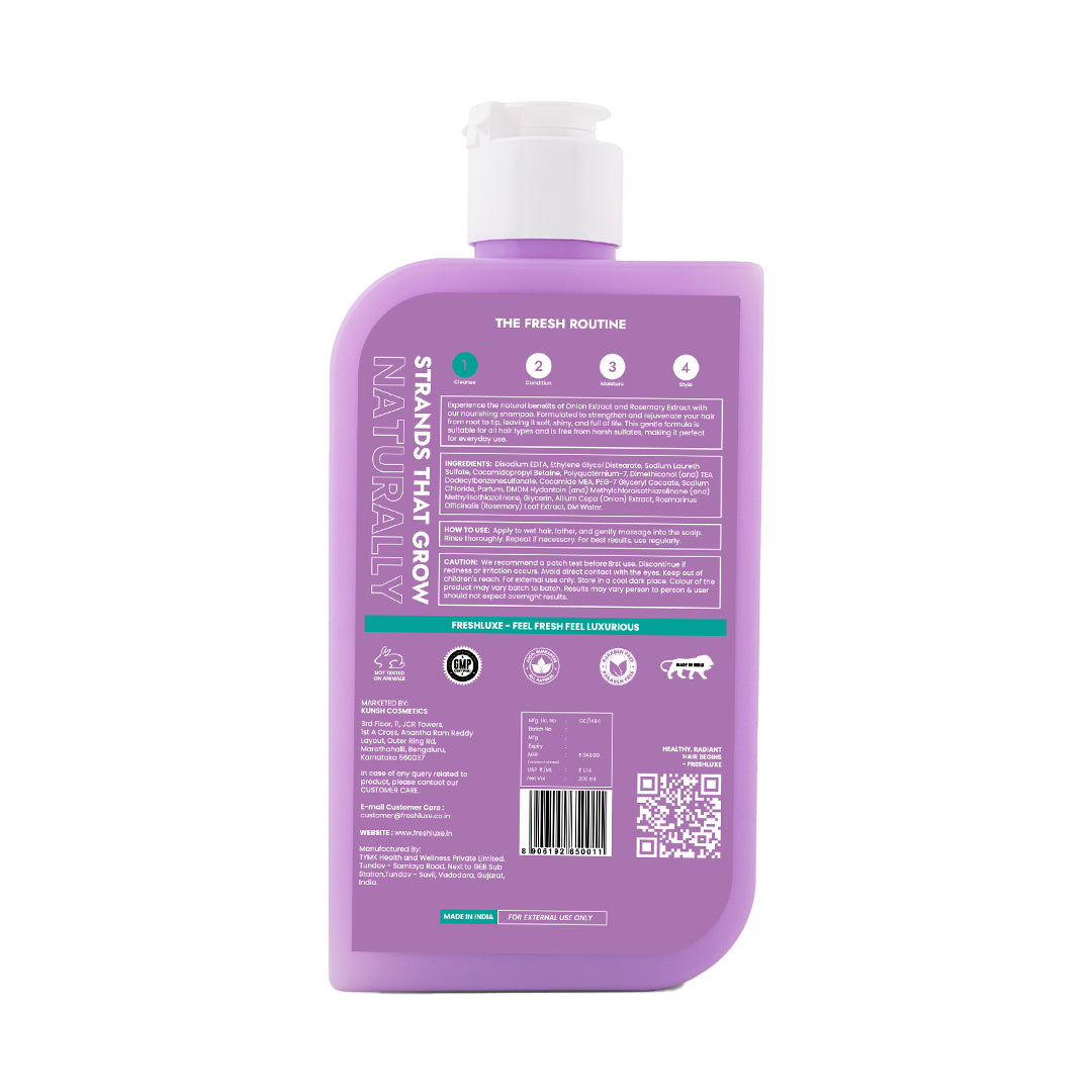 Growth Boost Shampoo with Rosemary &amp; Onion | Strengthens Roots- 200ml
