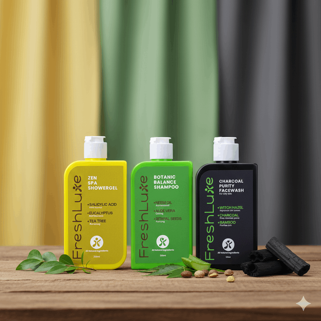 FreshLuxe Acne Control Combo | AYUSH-Approved | Salicylic Acid, Tea Tree, Neem-Aloe &amp; Charcoal Facewash.