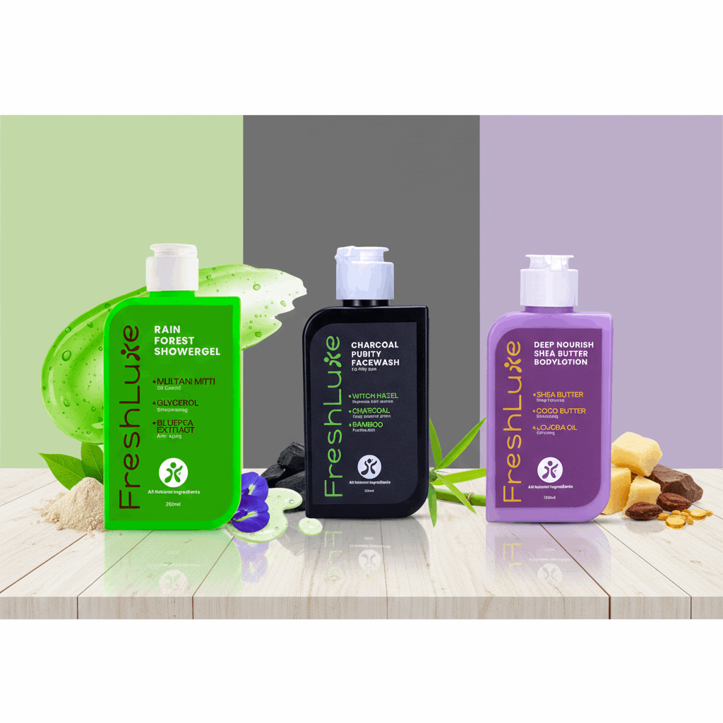 FreshLuxe Oily Skin Combo | AYUSH-Approved |Multani Mitti, Charcoal, Glycerol &amp; Shea Butter body Lotion for oil-free skin.