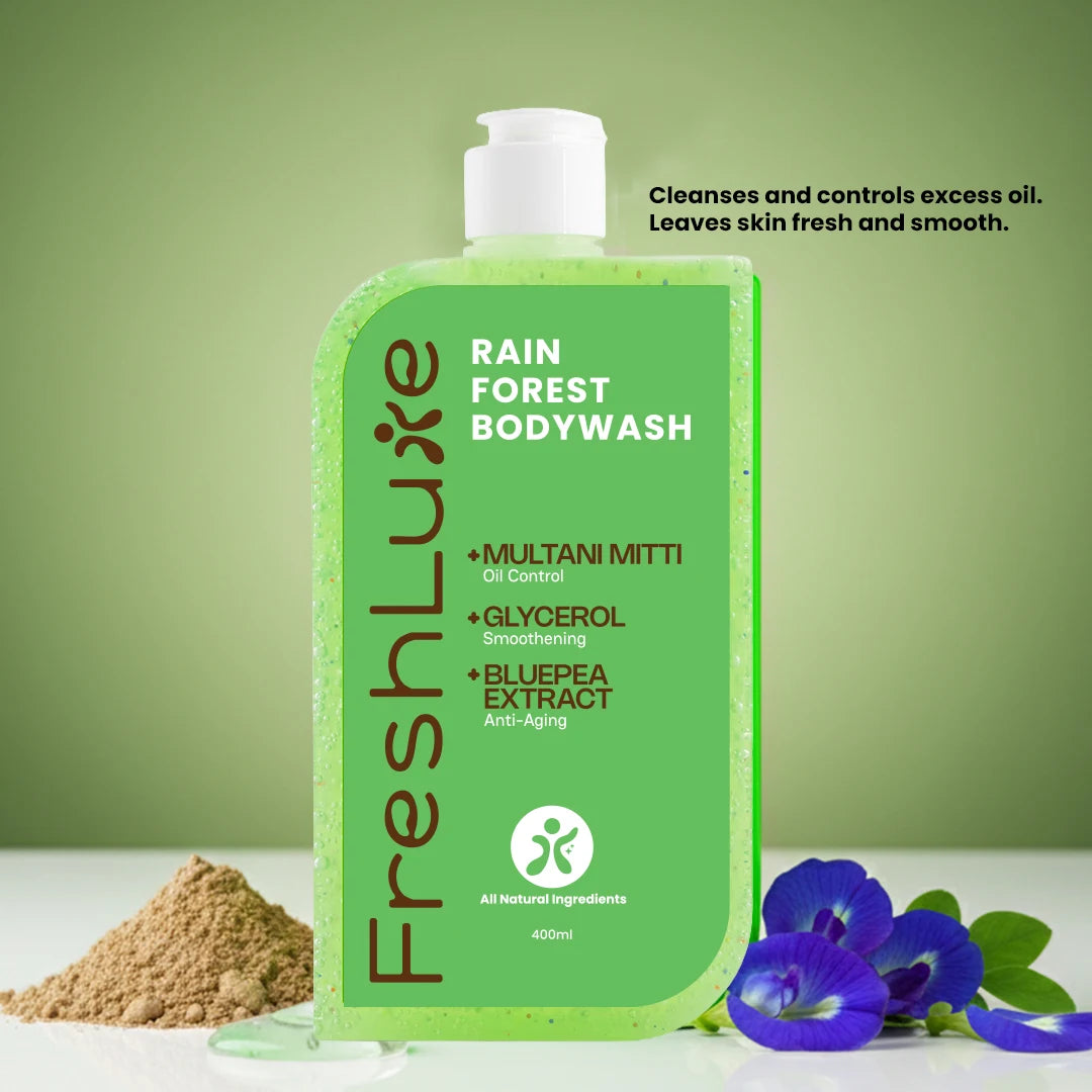 FreshLuxe Rain Forest Body Wash | Paraben &amp; SLS Free | Rain Bath Scent | 200 ml | 400 ml