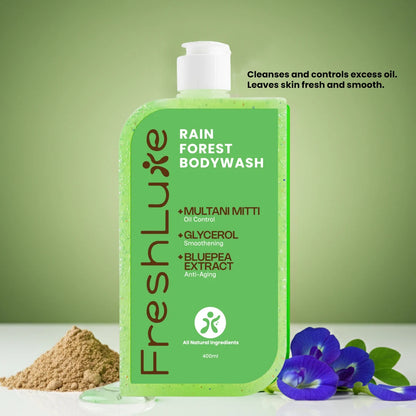 FreshLuxe Rain Forest Body Wash | Paraben &amp; SLS Free | Rain Bath Scent | 200 ml | 400 ml