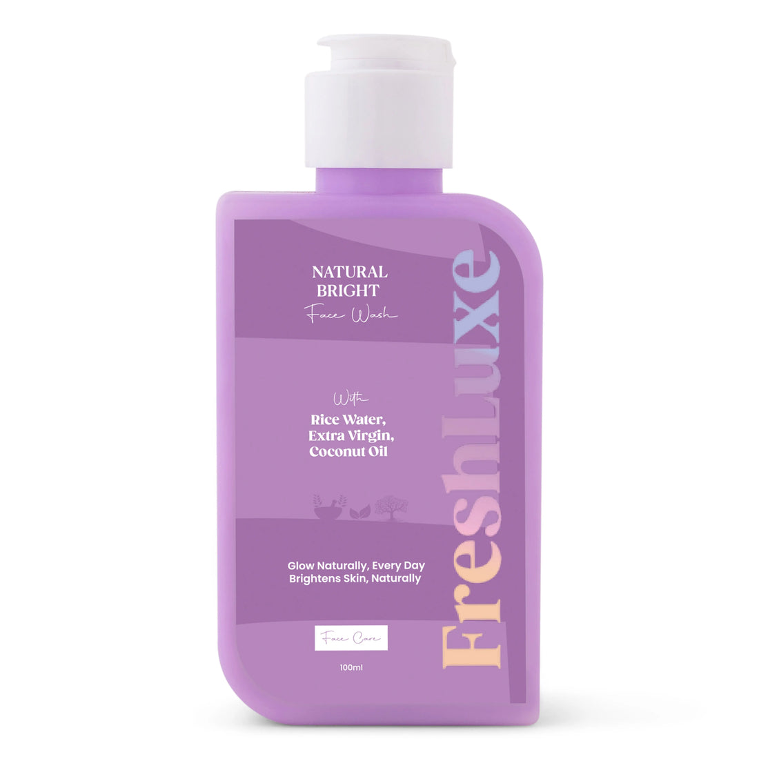 FreshLuxe Natural Bright Face Wash | For Cleansing & Brightening Glass Skin | Rice Water & Extra Virgin Coconut Oil | Men & Women Korean Skin Care