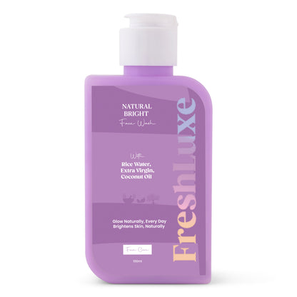 Natural Bright Facewash with Rice Water &amp; Extra Virgin Coconut Oil | For Deep Cleansing &amp; Naturally Bright Skin- 100ml