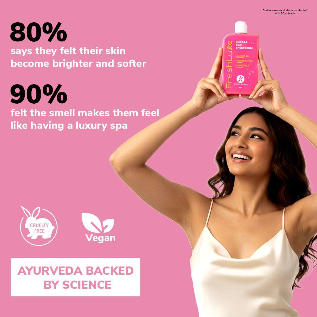 FreshLuxe Brightening Combo | AYUSH-Approved Skincare with Rice Water &amp; Lactic Acid Combo Pack of Scrub, Facewash, Shower Gel &amp; Body Lotion 200ml each.