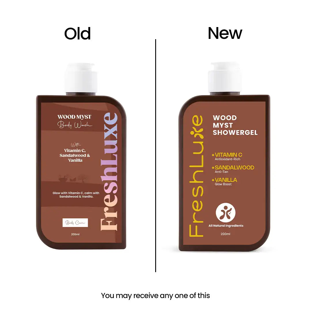 FreshLuxe Wood Myst Body Wash | Reduces Uneven Skin Tone &amp; Dullness | Vanilla Scent | 200 ml | 400 ml