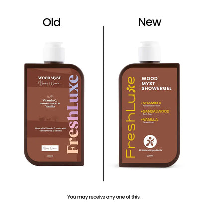 FreshLuxe Wood Myst Body Wash | Reduces Uneven Skin Tone &amp; Dullness | Vanilla Scent | 200 ml | 400 ml