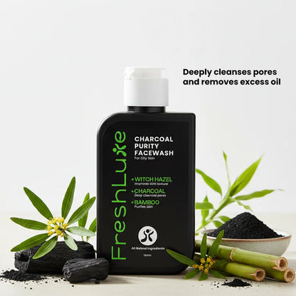 Charcoal Purity Facewash |  Deep Cleansing &amp; Detoxifying with Bamboo Charcoal and Witch Hazel | 100 ml