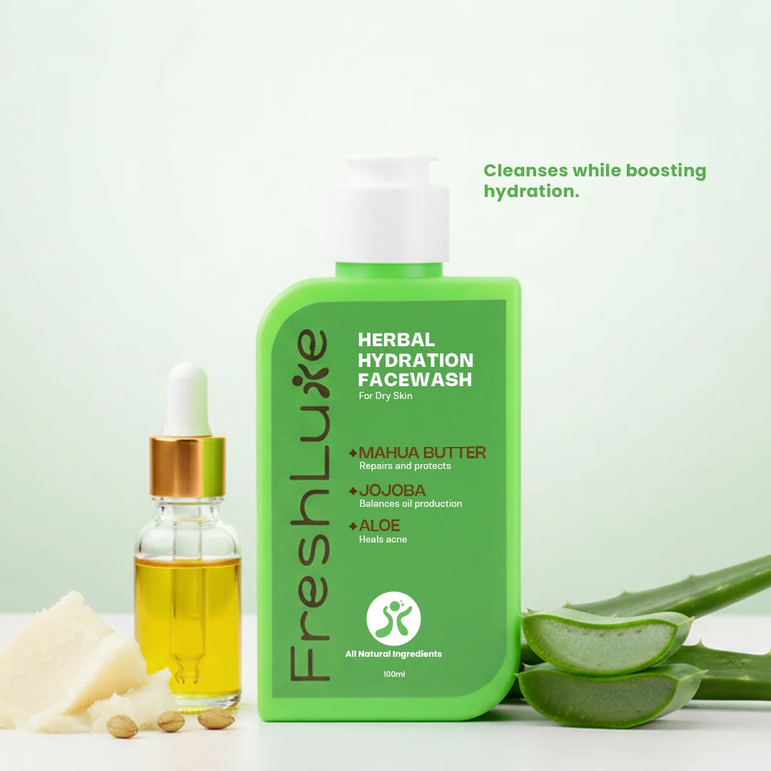 Herbal Hydration Facewash | Deeply Moisturizing &amp; Soothing Cleanser with Aloe and Jojoba Oil | 100 ml