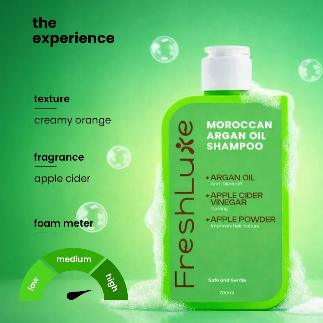 Moroccan Argan &amp; Apple Cider Shampoo |  Deep Moisturization, Smooth &amp; Lustrous Hair 200 ml