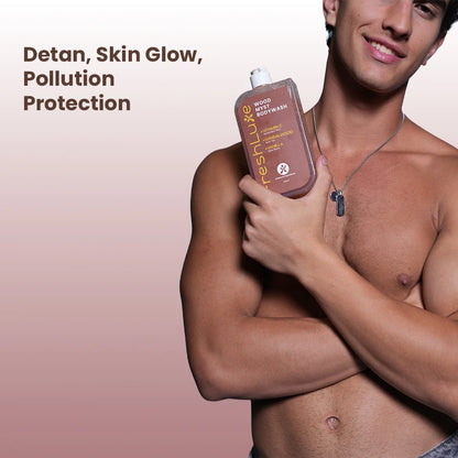 FreshLuxe Wood Myst Body Wash | Reduces Uneven Skin Tone &amp; Dullness | Vanilla Scent | 200 ml | 400 ml