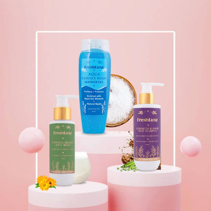 Strength &amp; Shine Rice Water Shampoo, Natural Bright Facewash &amp; Aqua Essence Bodywash