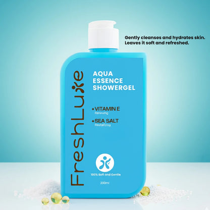 FreshLuxe Aqua Essence Shower Gel |  Deep Hydration &amp; All-Day Freshness | 200 ml | 400 ml