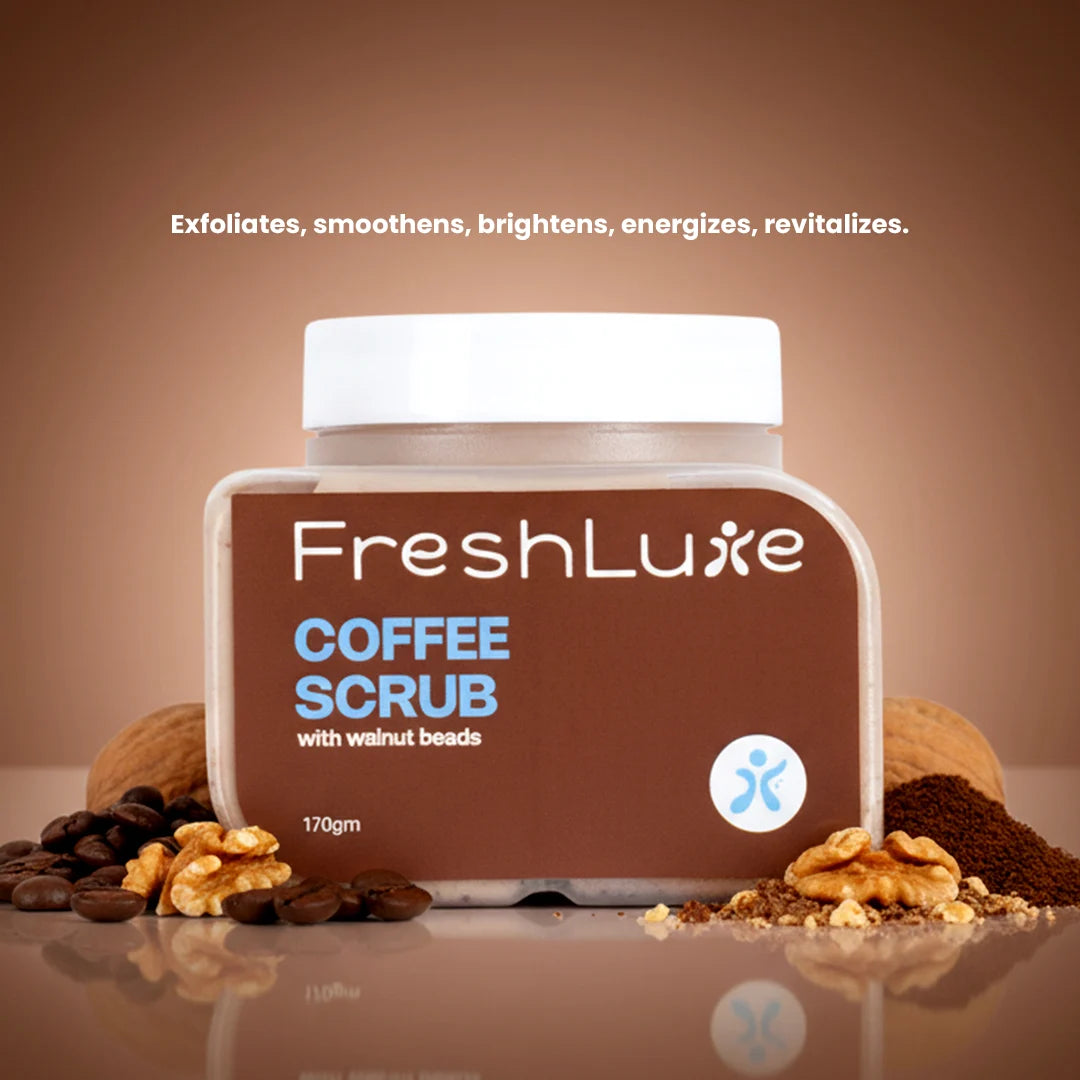 FreshLuxe Coffee Face &amp; Body Scrub |  Deep Exfoliation, Removes Dead Skin &amp; Boosts Glow | 140g