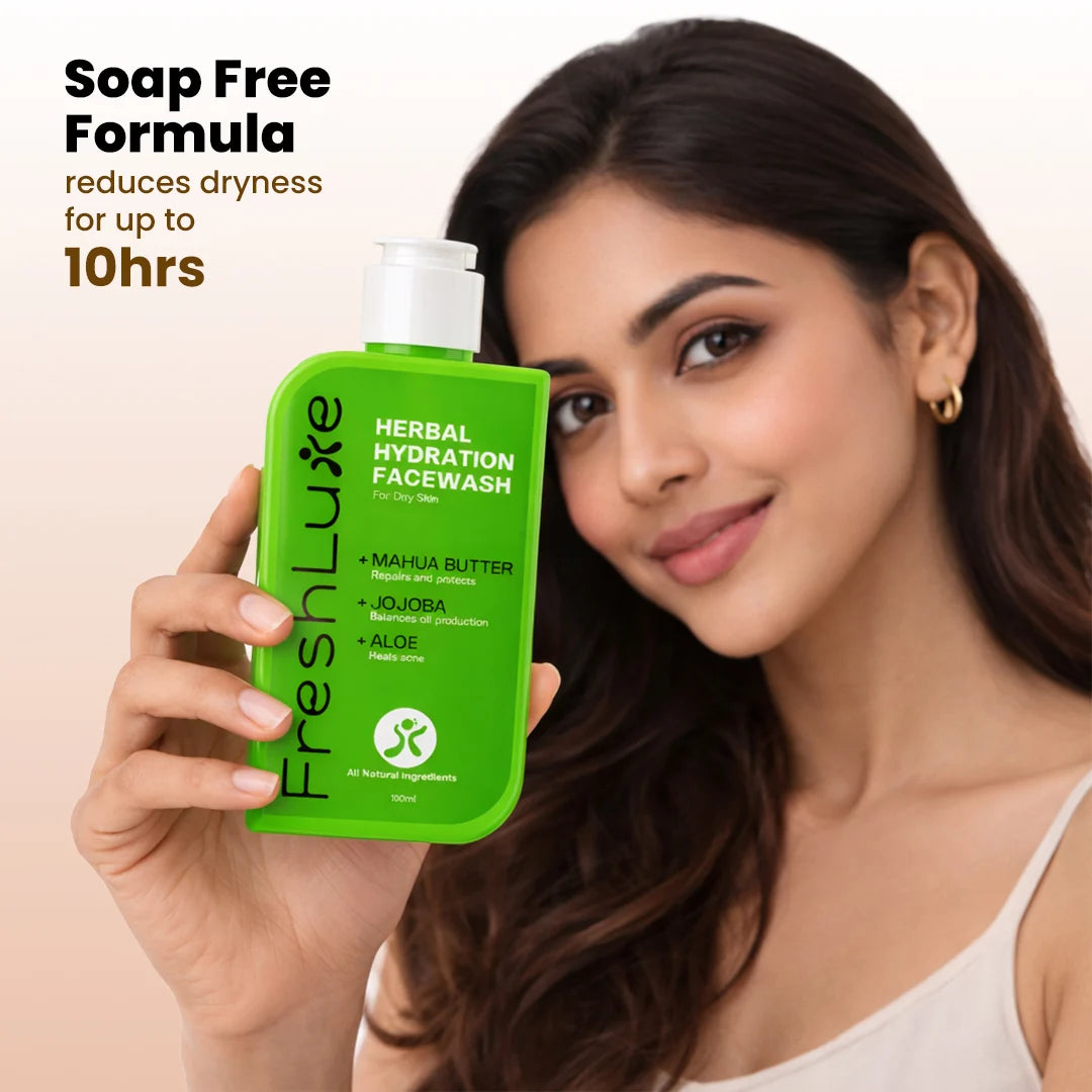 Herbal Hydration Facewash | Deeply Moisturizing &amp; Soothing Cleanser with Aloe and Jojoba Oil | 100 ml